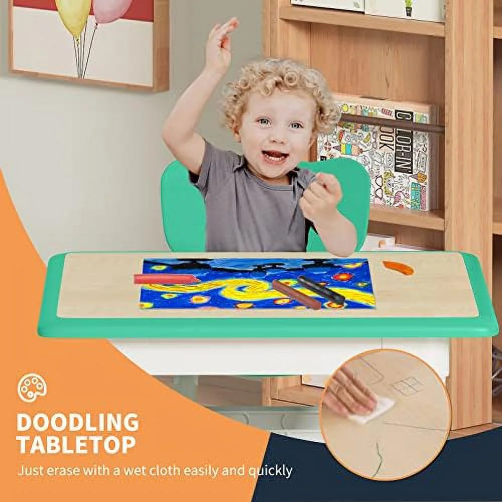 Height Adjustable Toddler Table and 4 Chairs Set J230422