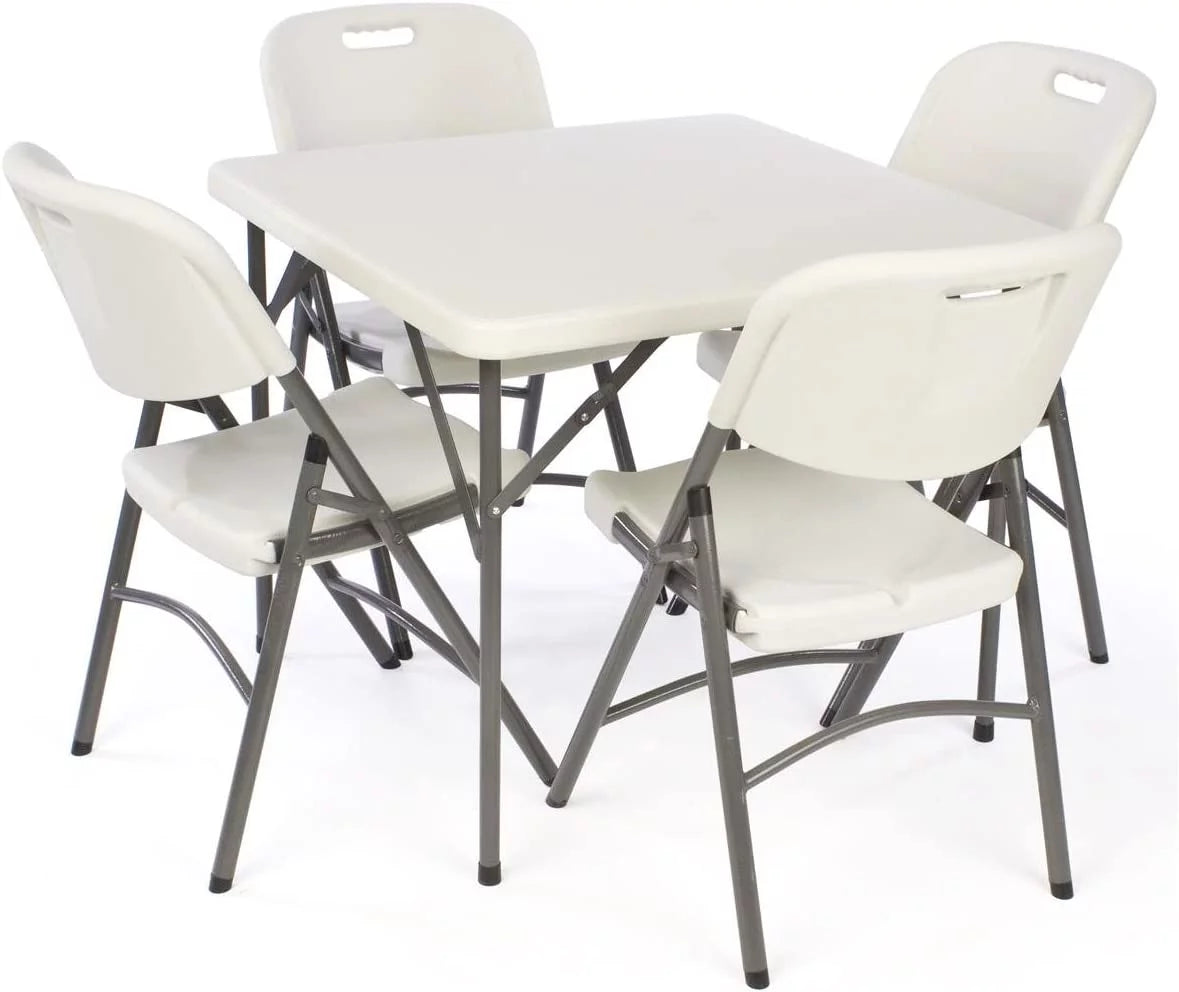 34-inch Square Folding Table with Molded Top, Steel Legs D9946