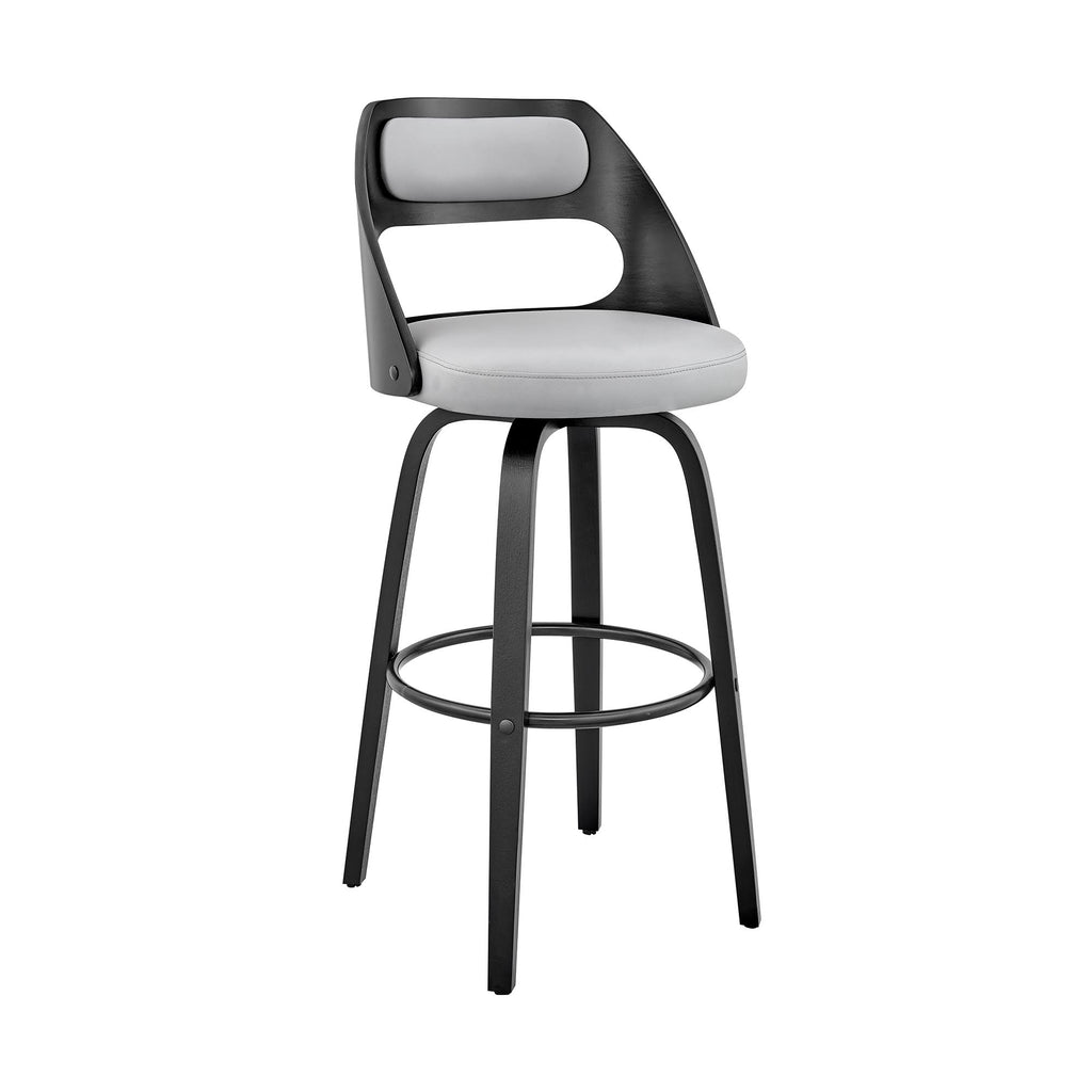 Gray and Black Leatherette Barstool with Cut Out Back K603537