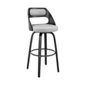 Gray and Black Leatherette Barstool with Cut Out Back K603537