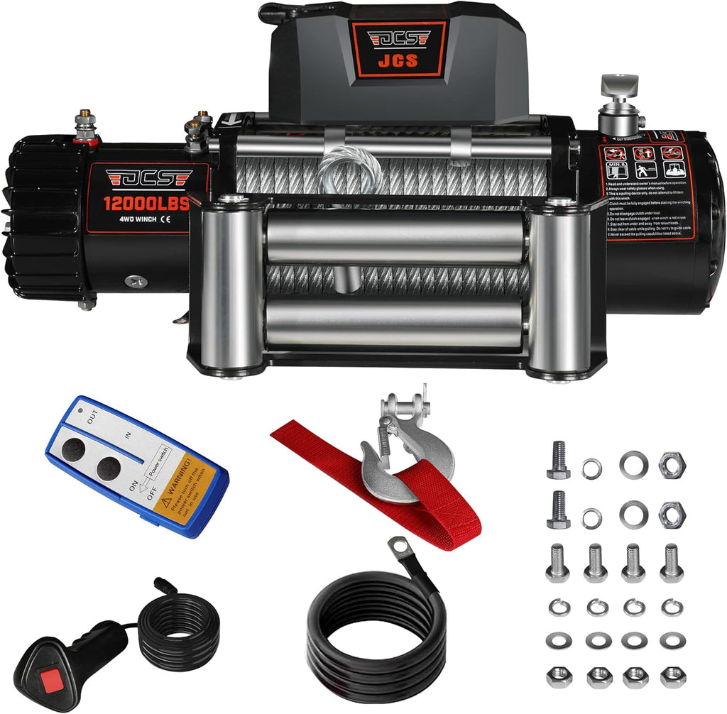 12000 lb 12V Electric Winch with Steel Wire Cable and Wireless Remote N623827