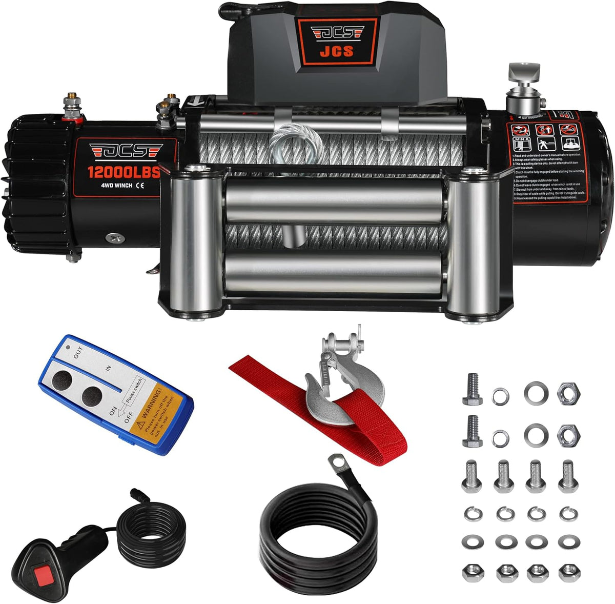 12000 lb 12V Electric Winch with Steel Wire Cable and Wireless Remote N623827