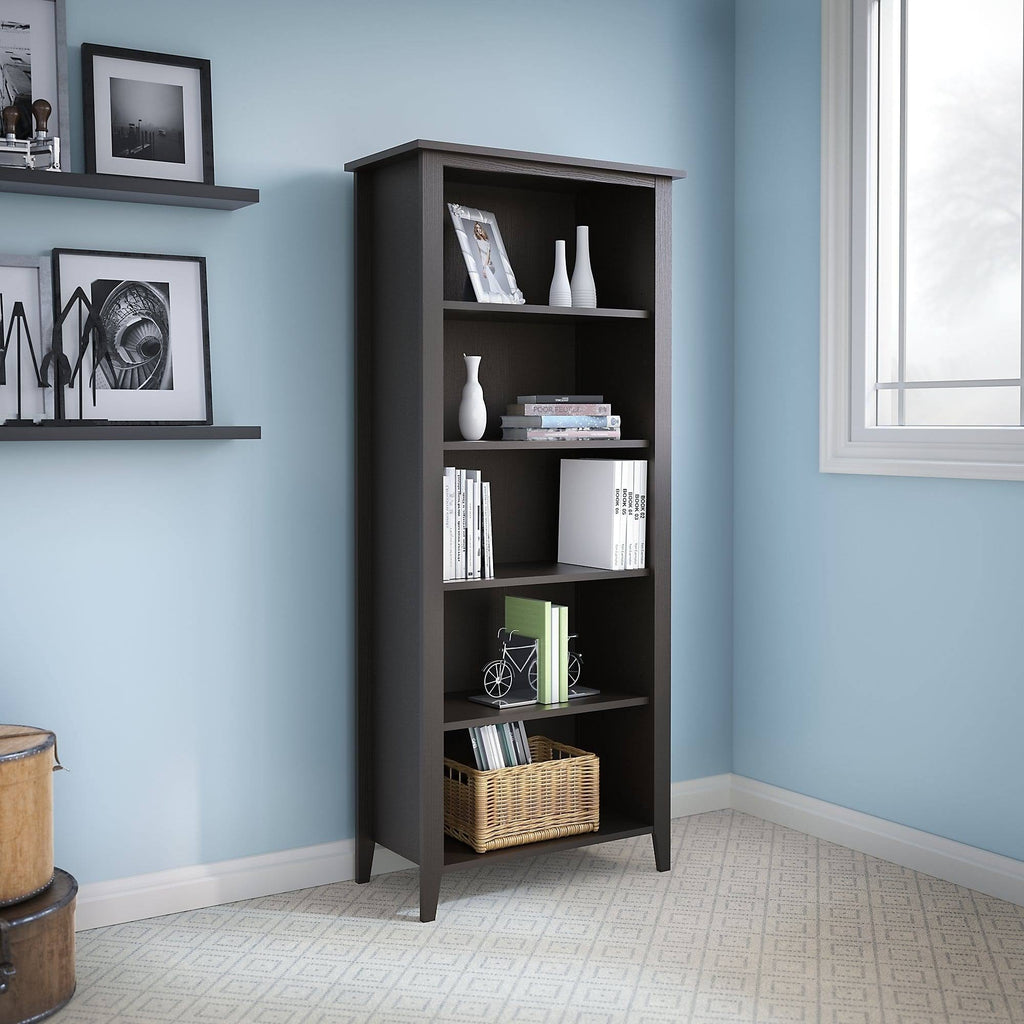 5 Shelf Bookcase, Black Suede Oak I21423
