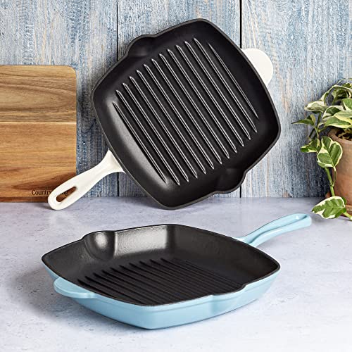 Enameled Cast Iron Square Griddle Grill Pan, 11-Inch, Cream O3050