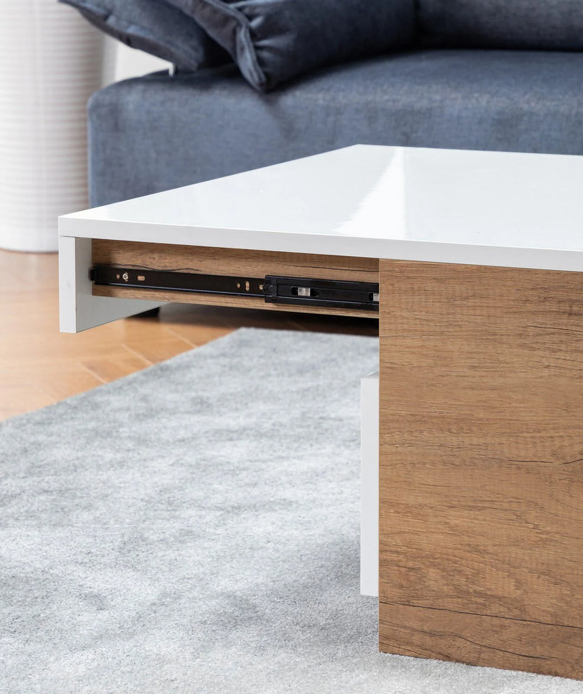 27.50 Inch Light Brown Wood Coffee Table with 2 Drawers K4373