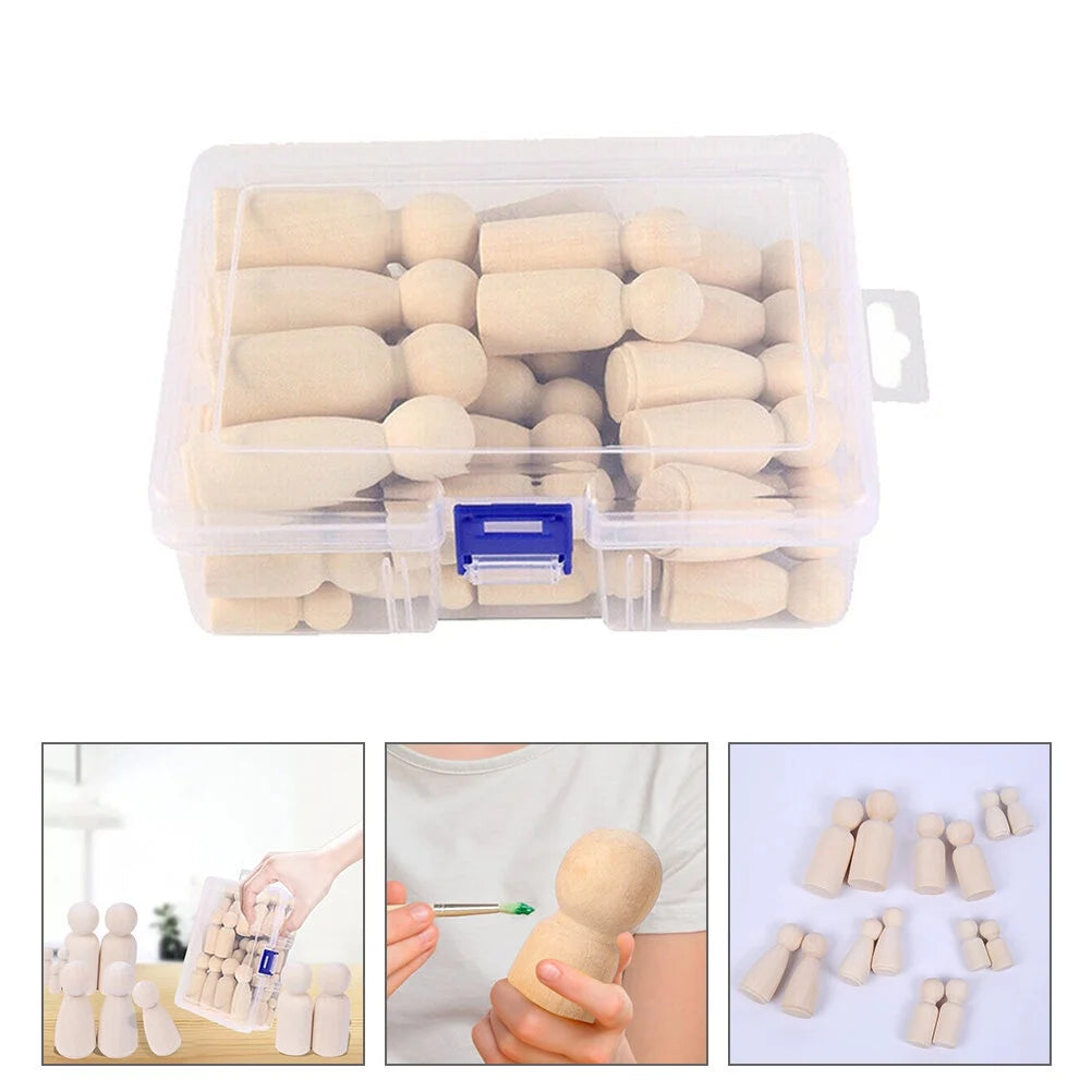 50pcs Unfinished Wood Peg Dolls (Khaki) O10112