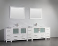 108 in. White Double Sink Ceramic Vanity Cabinet with Mirror E47796