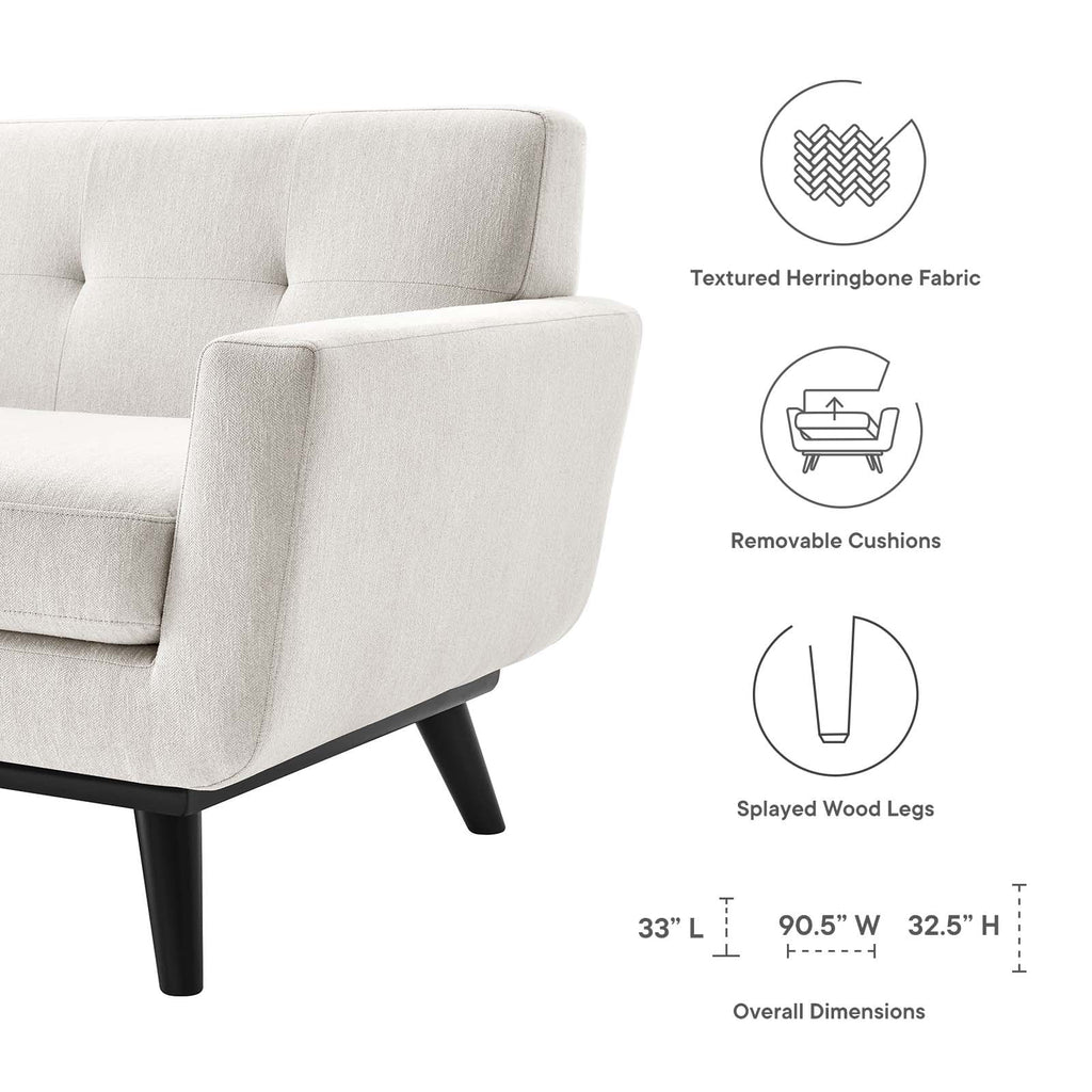 Ivory Herringbone Fabric Sofa C99505