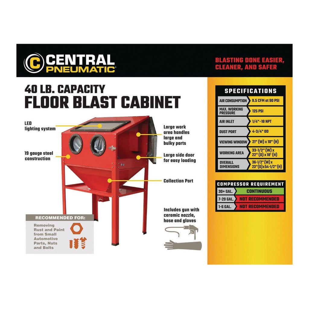 40 lb. Capacity Floor Abrasive Blast Cabinet T889086