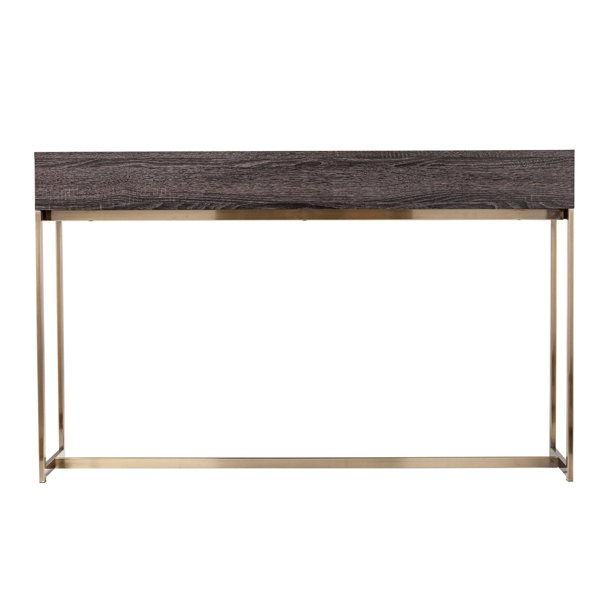 Black Oak Antique Brass Console Table with Storage G4446