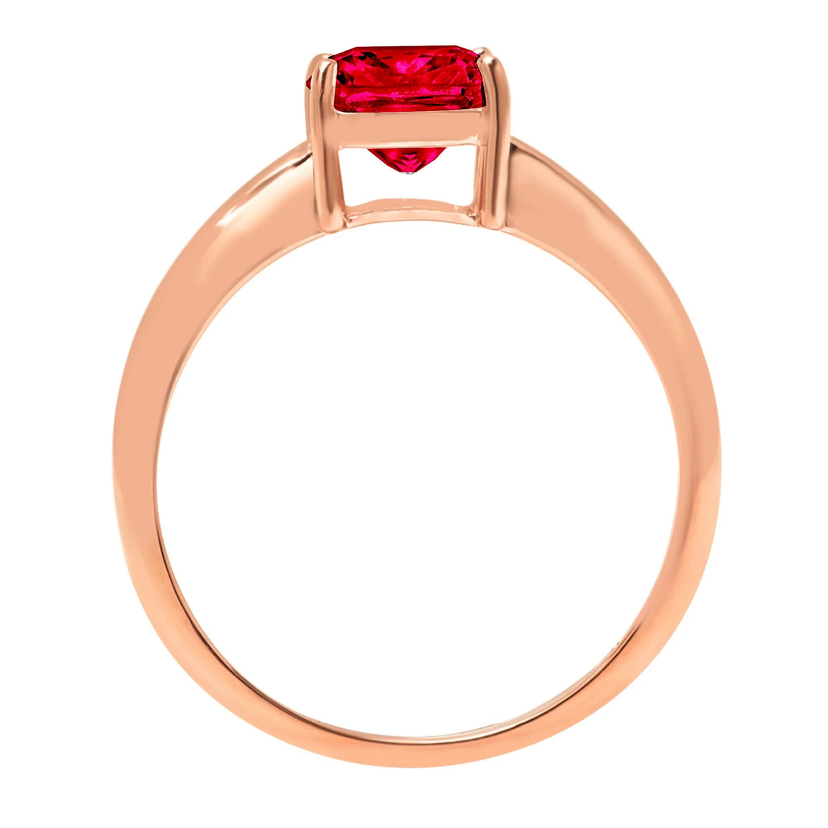 Cushion Cut Red Simulated Ruby 14k Rose Gold Ring Size 10.5 A91123