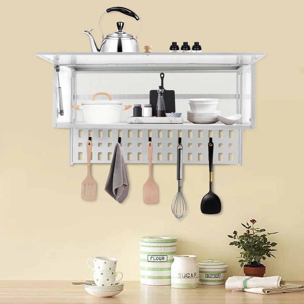 Wall-Mounted Cabinet with Storage Shelf White Translucent F6989