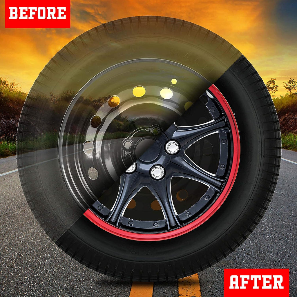 Black Red 16-Inch Set of 4 Car Wheel Hub Caps K957833