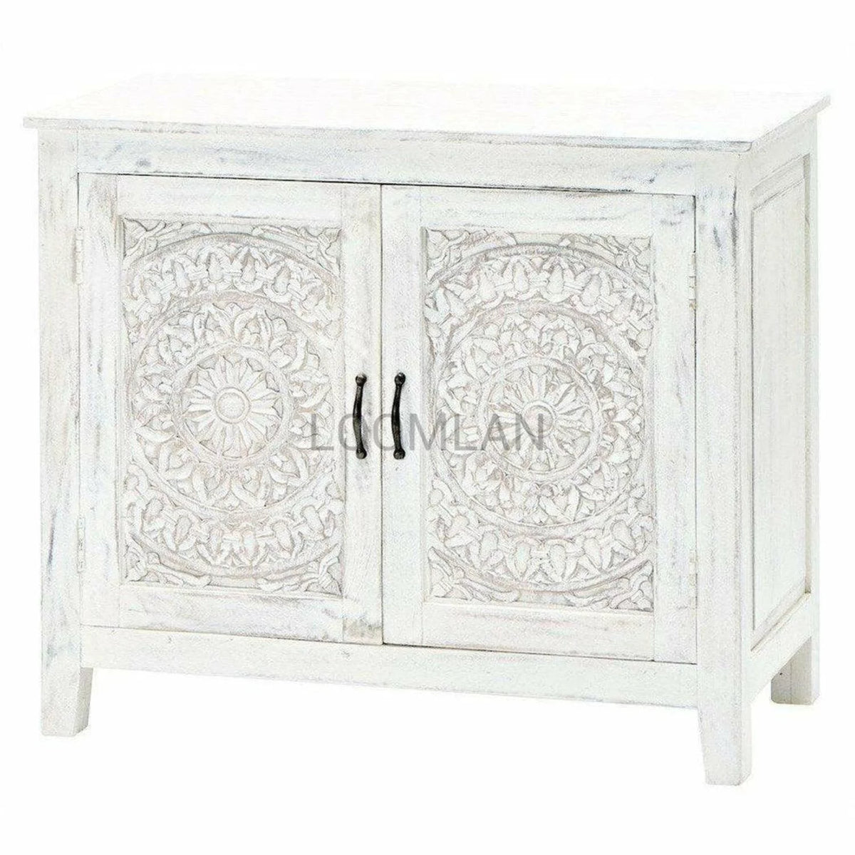 White Hand Carved Accent Cabinet R806