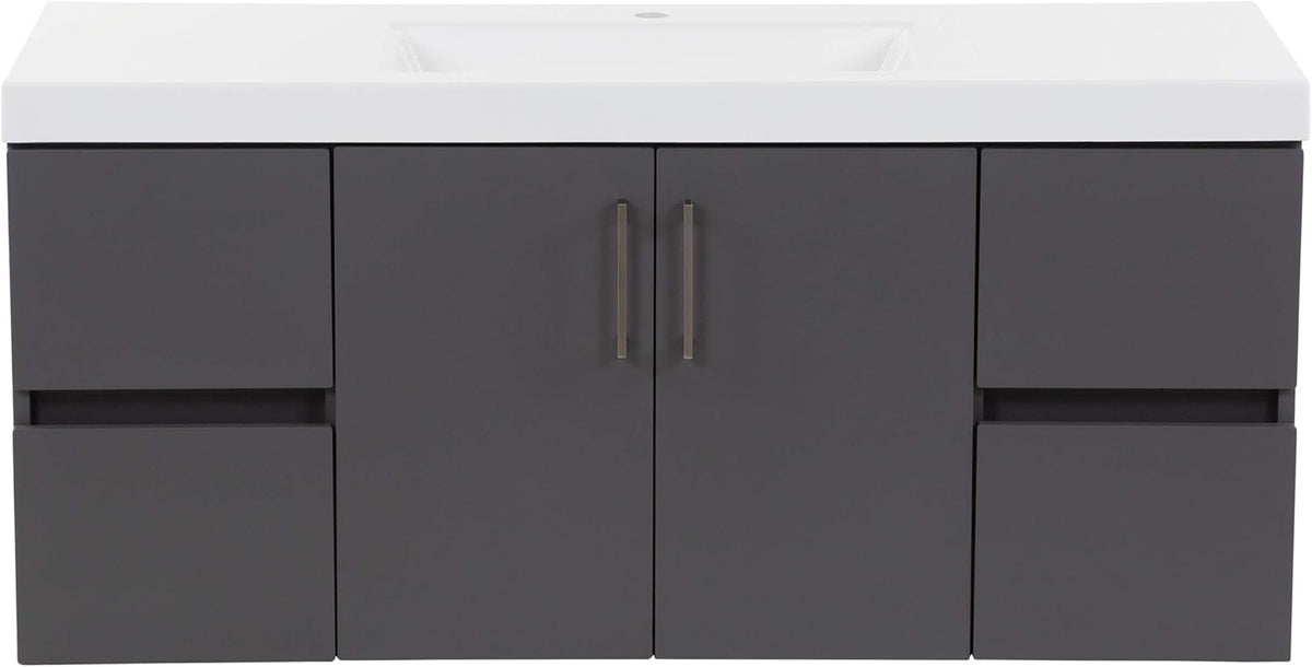 48.5” 2-Door Floating Bathroom Vanity with 4 Drawers and White Sink Top W140603