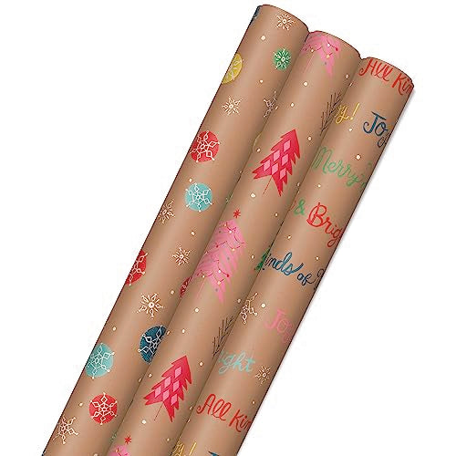 Brown Kraft Christmas Wrapping Paper Rolls (Pack of 3: 90 sq. ft. ttl) A341210