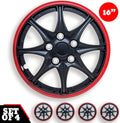 Black Red 16-Inch Set of 4 Car Wheel Hub Caps K957833