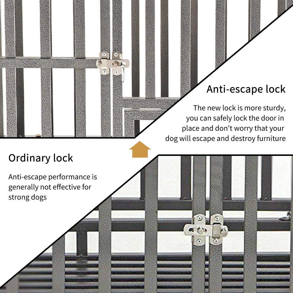 38 Heavy Duty Metal Dog Crate with Double Doors and Wheels, Black C9592