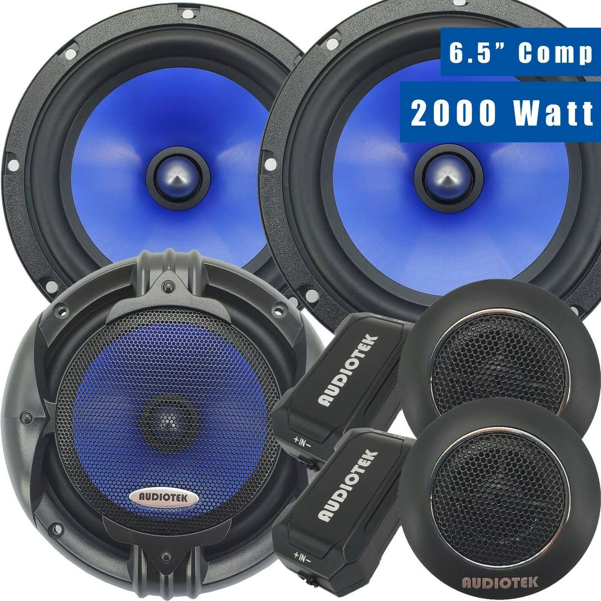 2 Pairs 6.5-Inch 2-Way Car Audio Component Speaker System W9570