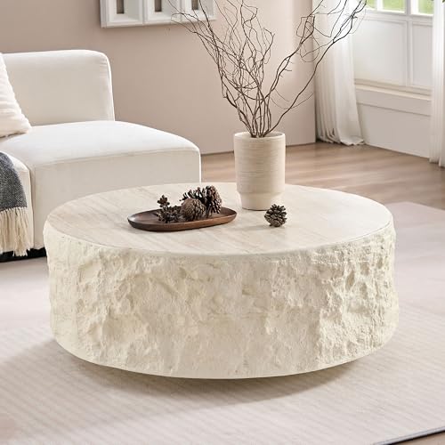 15.75'' Round Coffee Table with Faux Marble Pattern Z734715