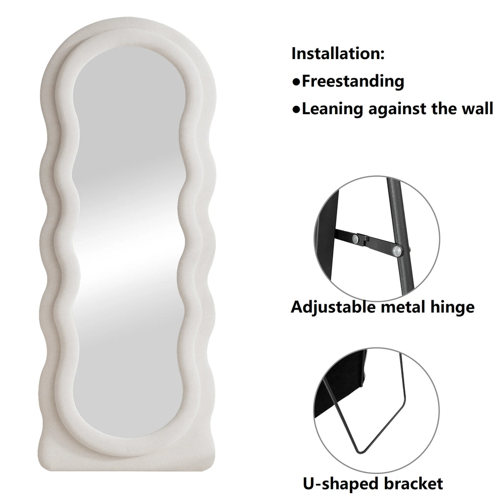 63"x24" Wavy Full Length Mirror with Stand White X943764