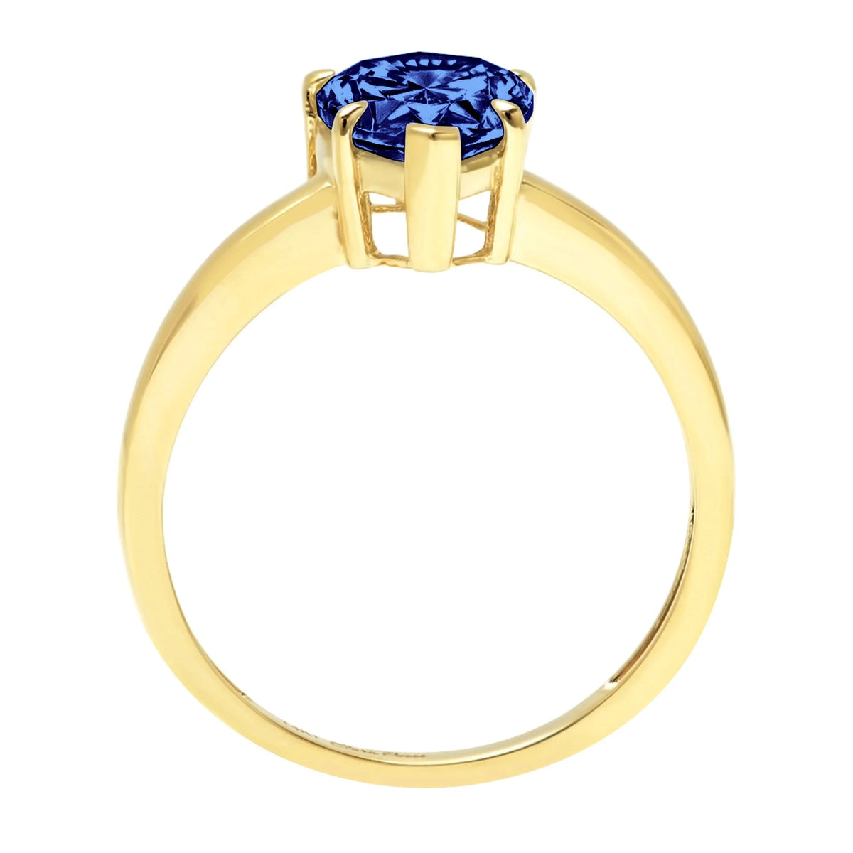Pear Cut Blue Simulated Tanzanite 18k Yellow Gold Solitaire Ring Size 3.5 G669
