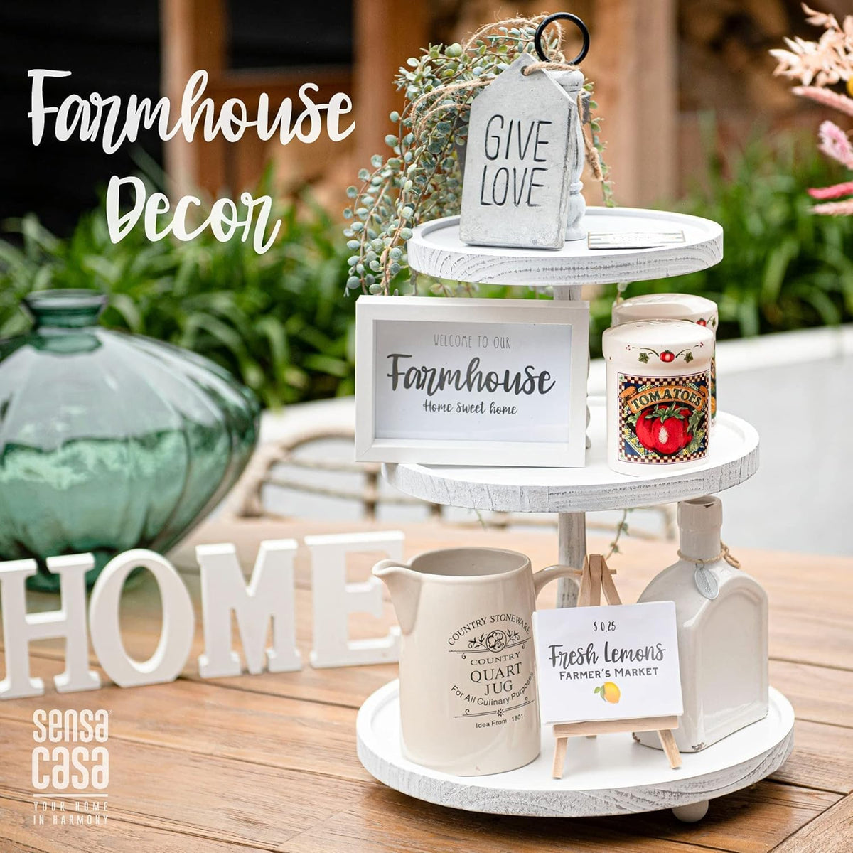 White Rustic 3 Tier Wood Tray I970