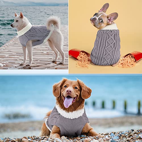 Small Dog Sweaters with Leash Hole Turtleneck Knitwear Red Medium Q8075