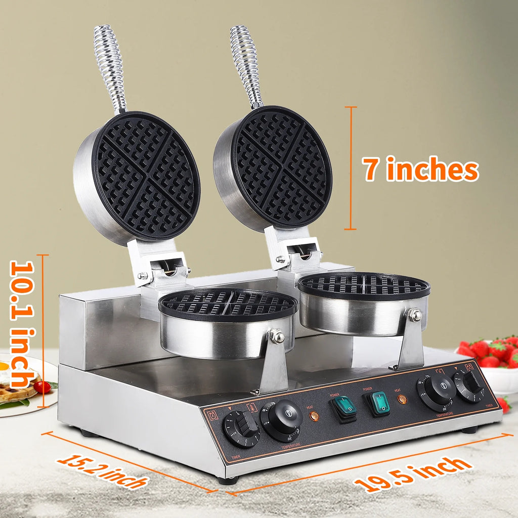 Stainless Steel Double-Ended Waffle Maker with Non-Stick Pan G996690