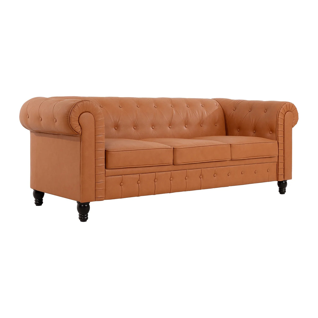 Caramel Air Leather Chesterfield Love Seat & Sofa X467246