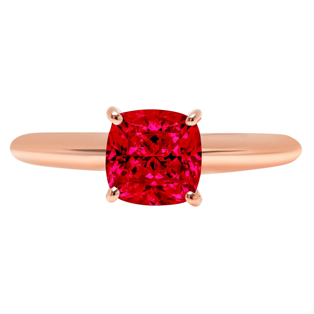Cushion Cut Red Simulated Ruby 14k Rose Gold Ring Size 10.5 A91123