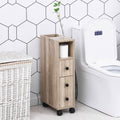 Freestanding Bathroom Cabinet with 2 Open Cabinets, 1 Door Cabinet, 1 Drawer and 4 Rolling Wheels N257922