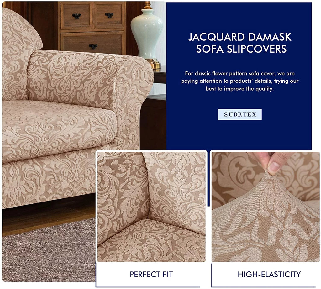 2-Piece Jacquard Damask Sofa Slipcover T4181