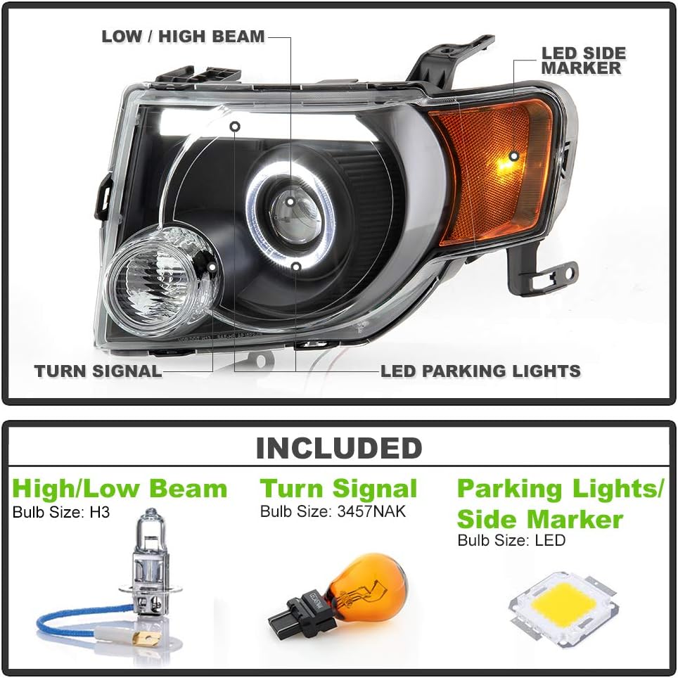 Black Housing LED Projector Headlights for Ford Escape F2717