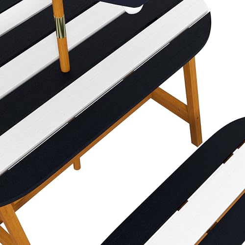 Wooden Kids Table and Benches Set with Umbrella J565713
