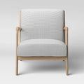 Plaid White/Black Wood Armchair E963