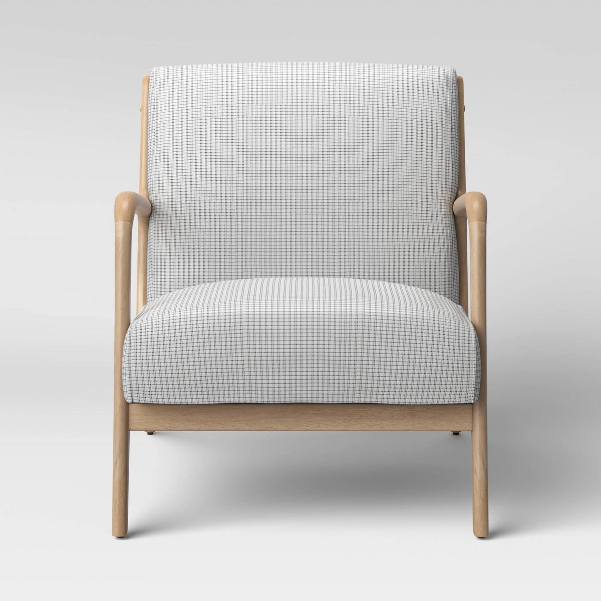 Plaid White/Black Wood Armchair E963