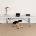 8-Foot Bi-Fold Granite White Plastic Folding Table with Carrying Handle I846