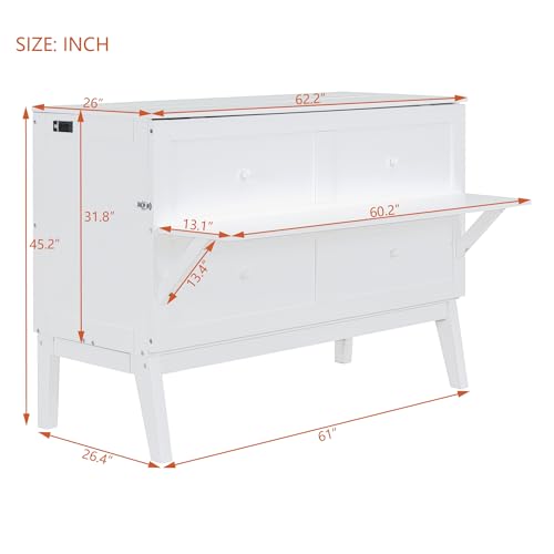 Murphy Bed with Storage Shelves and Drawers V499701