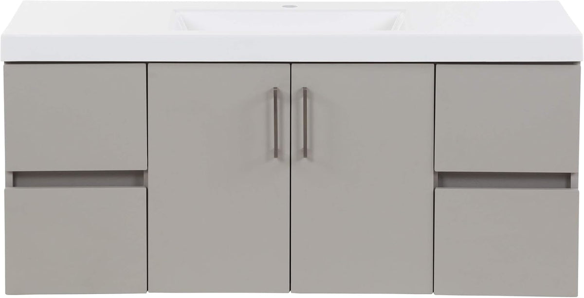 48.5” 2-Door Floating Bathroom Vanity with 4 Drawers and White Sink Top W140603