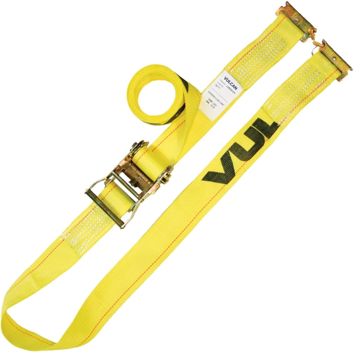 Ratchet Strap for E Track, 12 Foot, 6 Pack, Yellow, 1,333 Pound Safe Working Load D4151