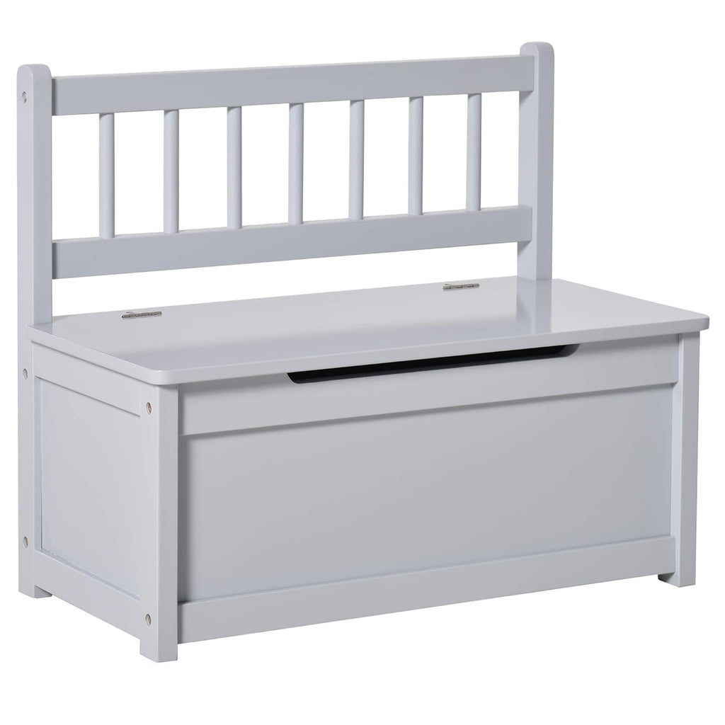 Grey 2-in-1 Kids Wooden Toy Organizer Chest Storage Box with Seat Bench Cabinet Chunk Cube U104