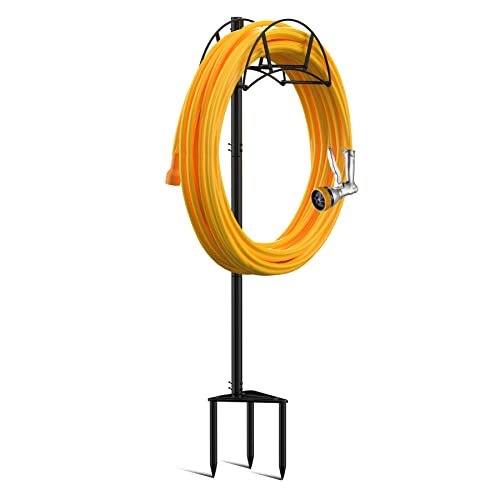 Black Metal Garden Hose Holder Stake T114