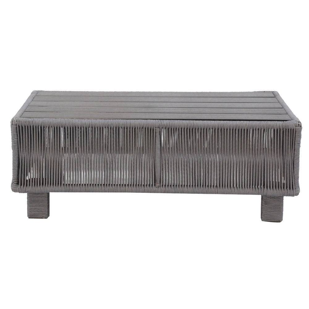 Grey Aluminum Roped Outdoor Patio Coffee Table R161297