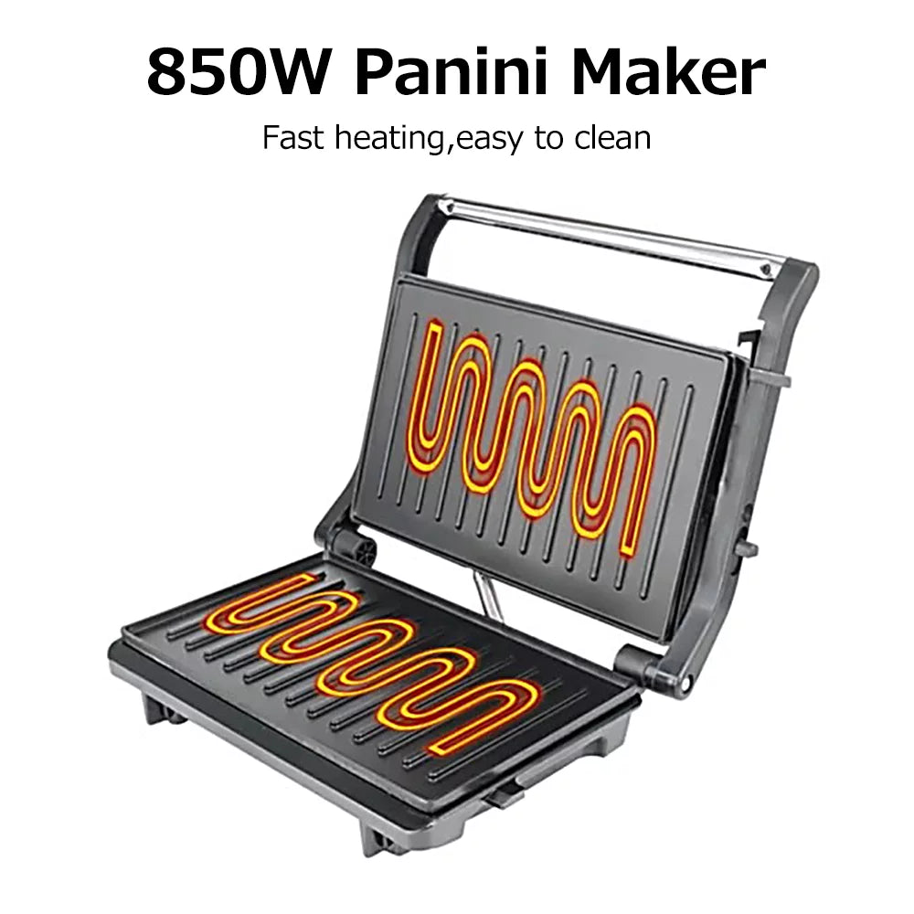 Stainless Steel 850w Bread Machine Sandwich Panini Maker D612