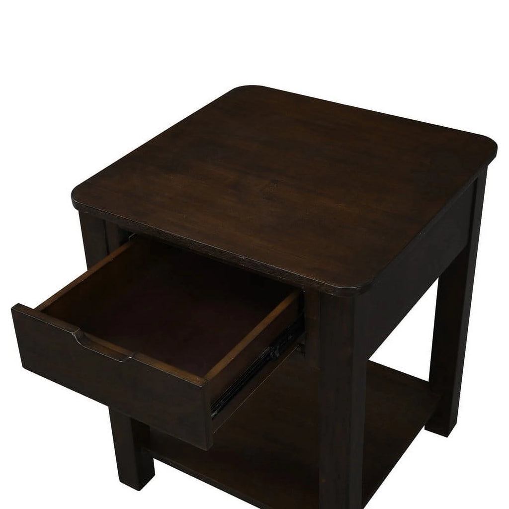 Dark Brown Engineered Wood End Table with Drawer I460696
