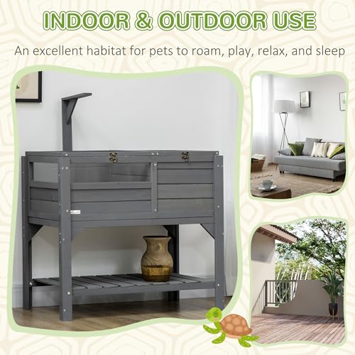 Gray Tortoise Enclosure with Shelf Storage L57784