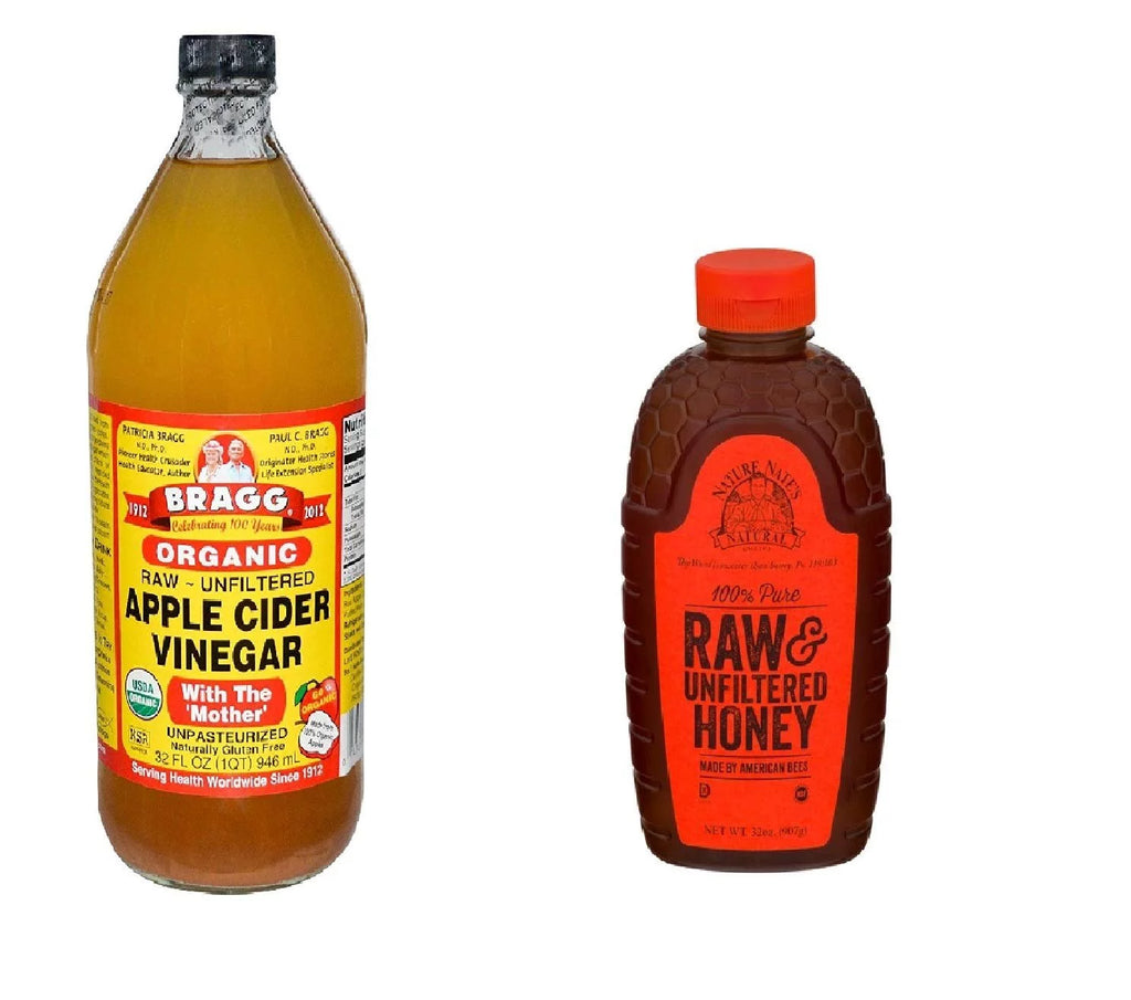 Apple Cider Vinegar Organic Raw Unfiltered 32 Oz + Raw Unfiltered Honey 16 Oz E3456