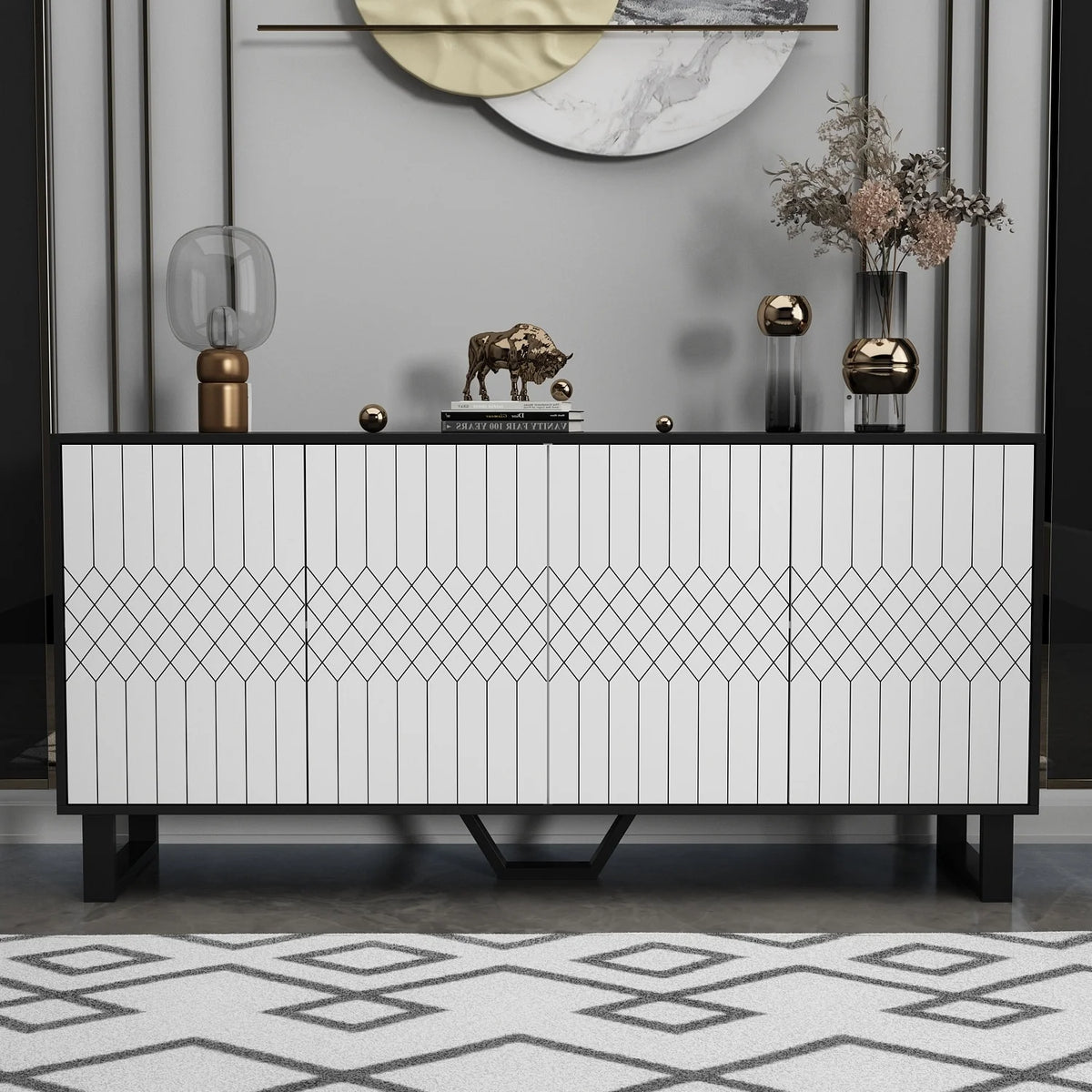 63 inch Sideboard with Pop-Up Doors Y66424