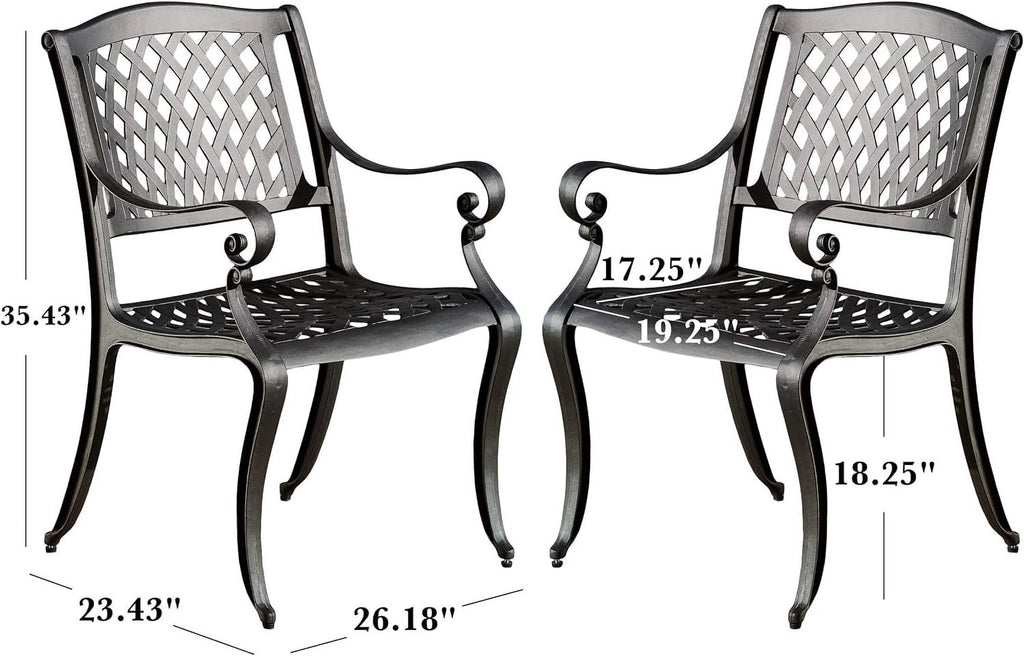 Cast Aluminum Chairs, 2-Pcs Set, Antique Matte Black M250